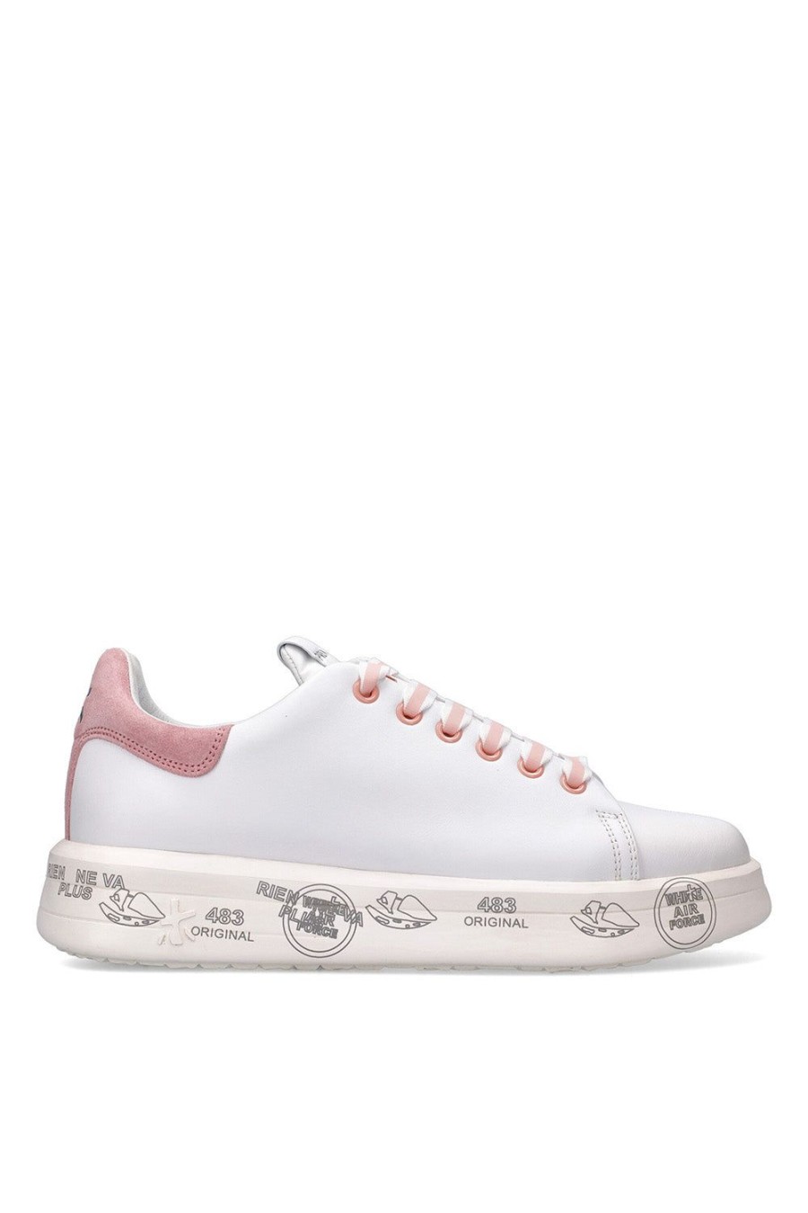 Scarpe PREMIATA | Sneakers Premiata Da Donnain Pelle Bianca E Rosa Belle5714