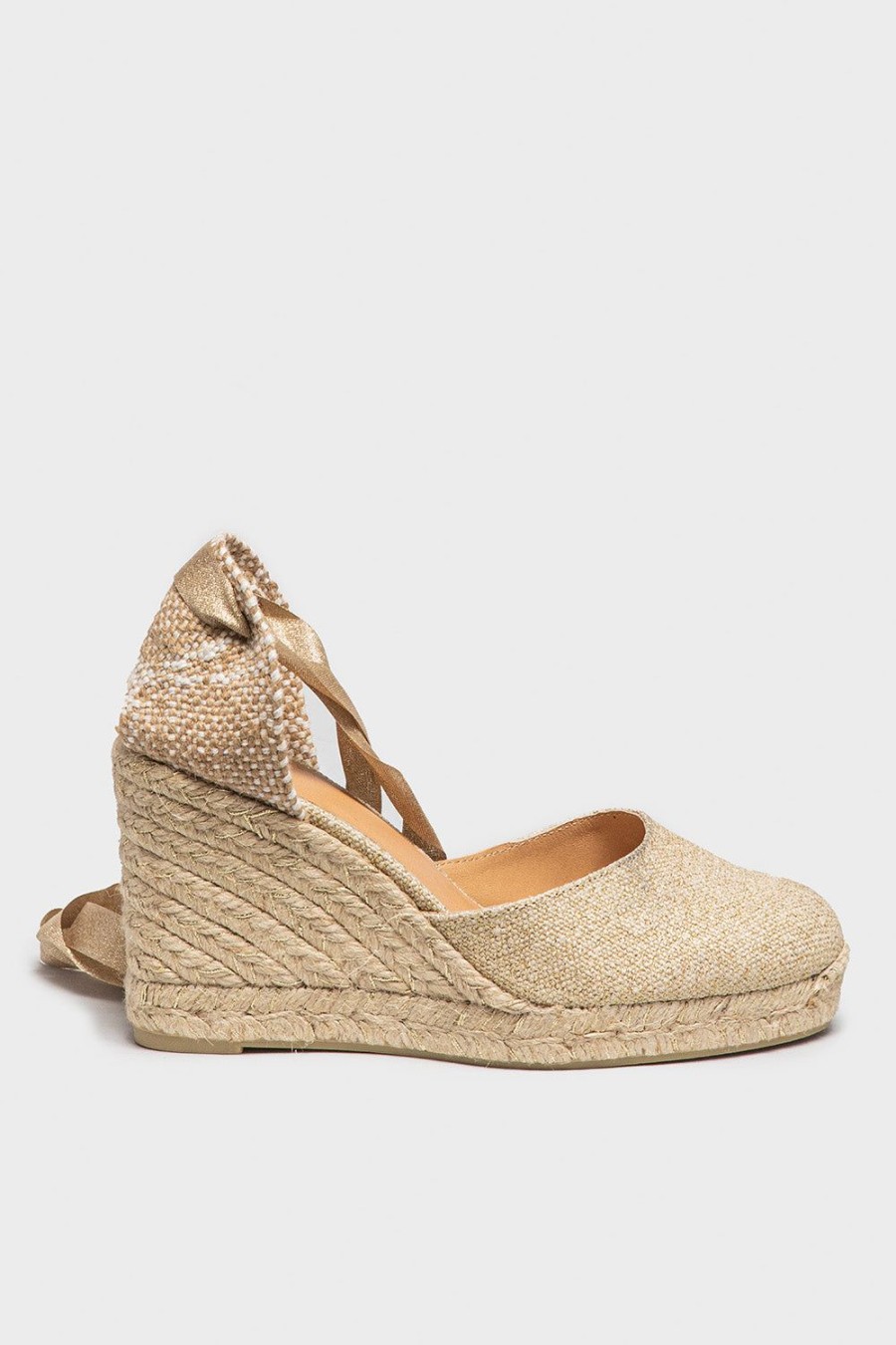 Scarpe CASTANER | Espadrilles Castaner In Tela Di Cotone Oro Chiarocarina