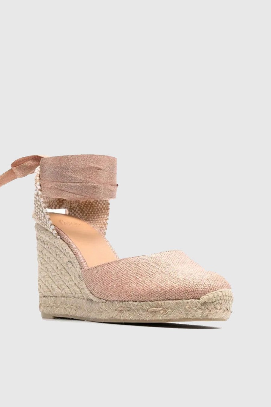 Scarpe CASTANER | Espadrilles Castanerin Tela Di Cotone Rosa E Oro Carina