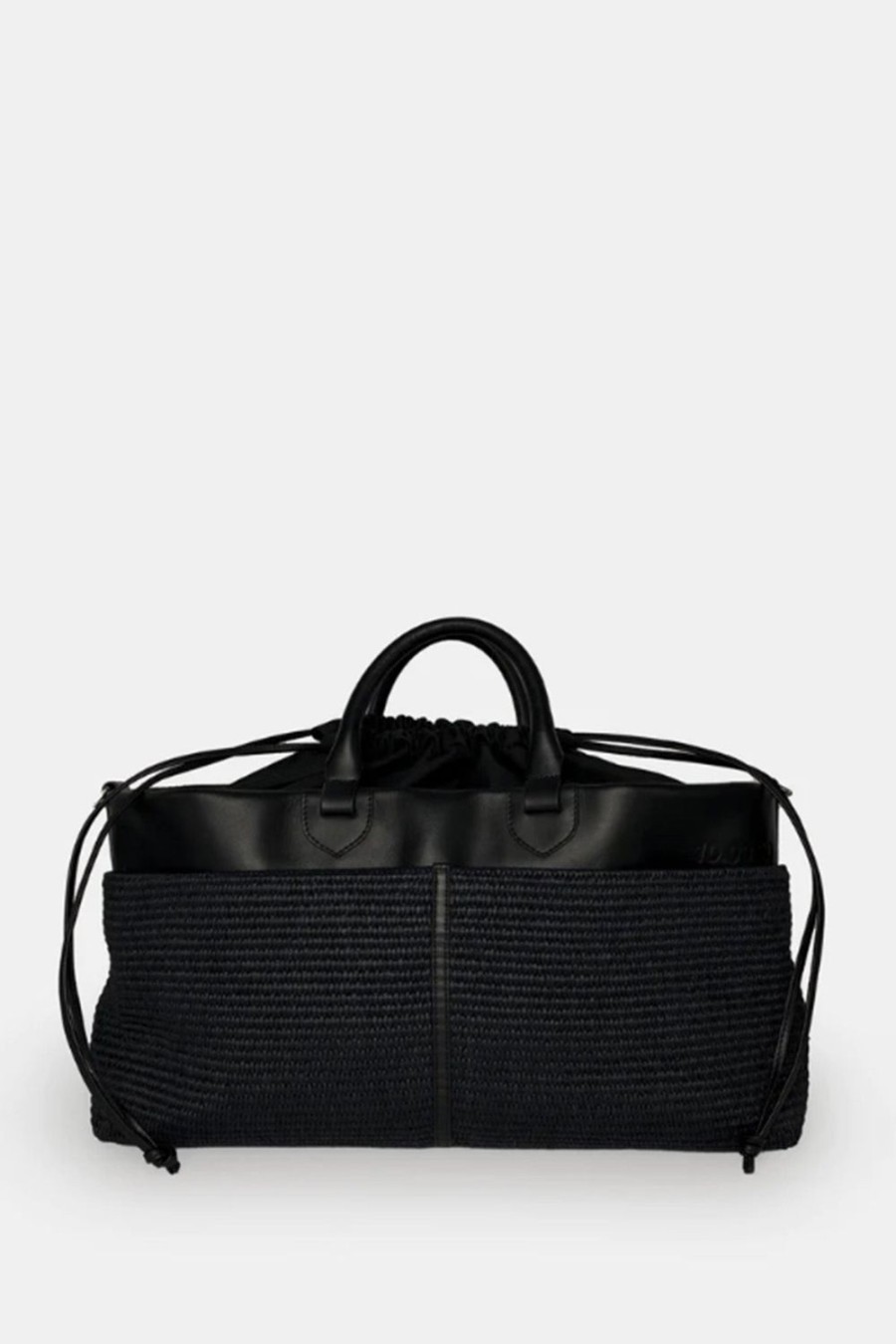 Borse 10.03.53 | Borsa A Mano 10.03.53 In Pelle E Raffia Nero Cabas