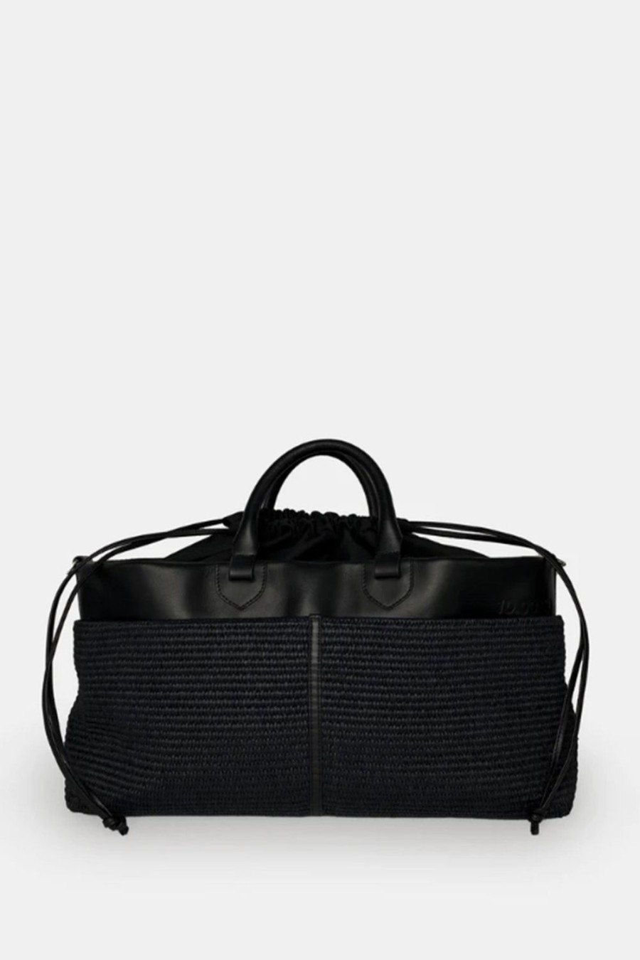 Borse 10.03.53 | Borsa A Mano 10.03.53 In Pelle E Raffia Nero Cabas