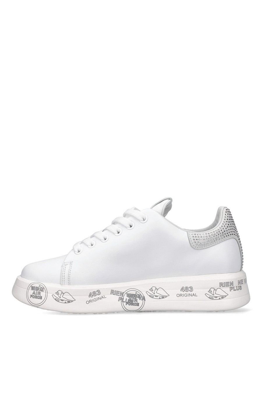 Scarpe PREMIATA | Sneakers Premiata Da Donna In Pelle Bianca E Strass Belle5717