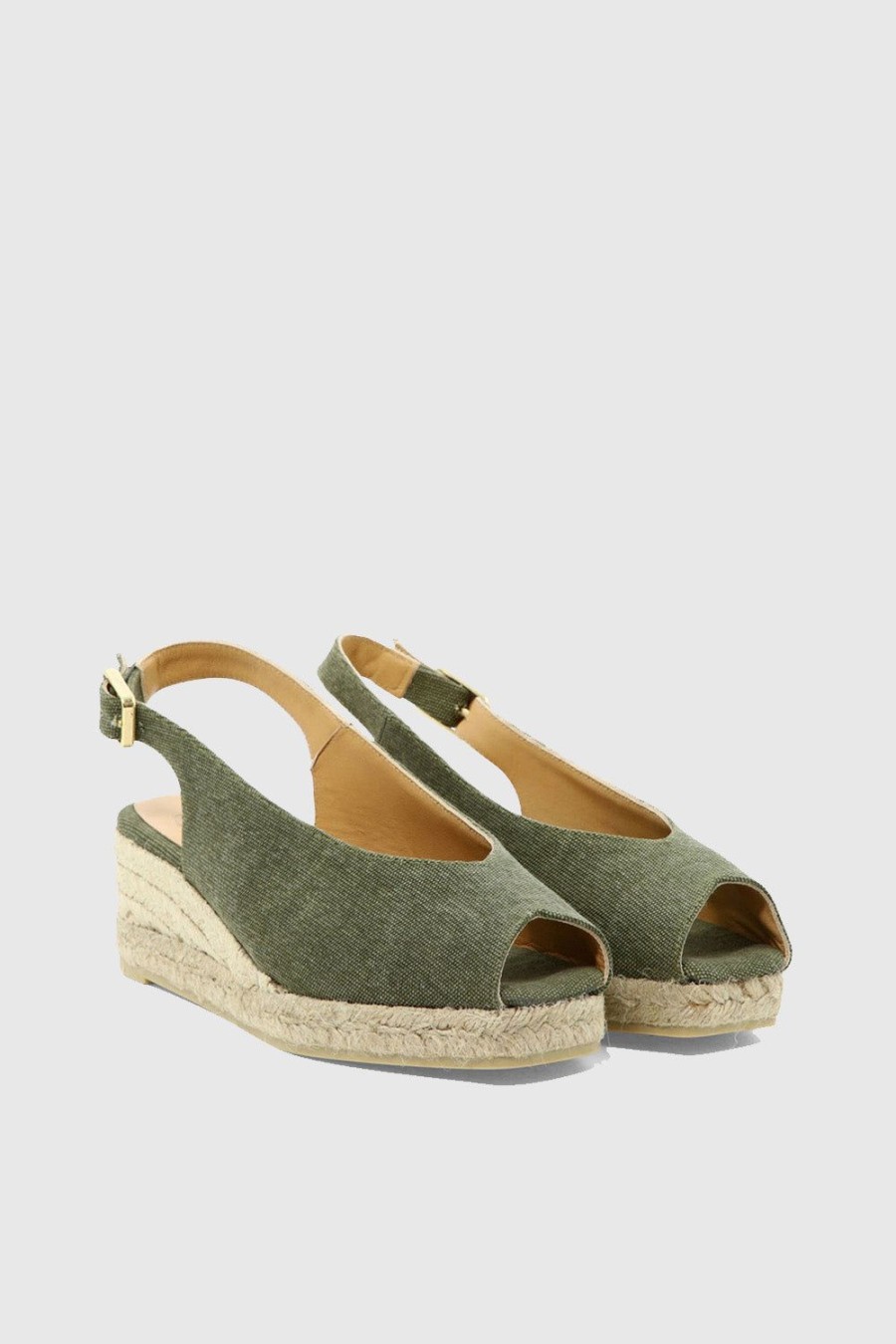 Scarpe CASTANER | Espadrilles Castaner In Cotone Con Punta Aperta Olivadosalia