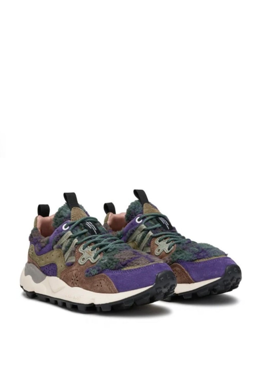 Scarpe FLOWER MOUNTAIN | Sneakers Flower Mountain In Suede E Tessuto Fluffy Viola E Marrone Yamano 3