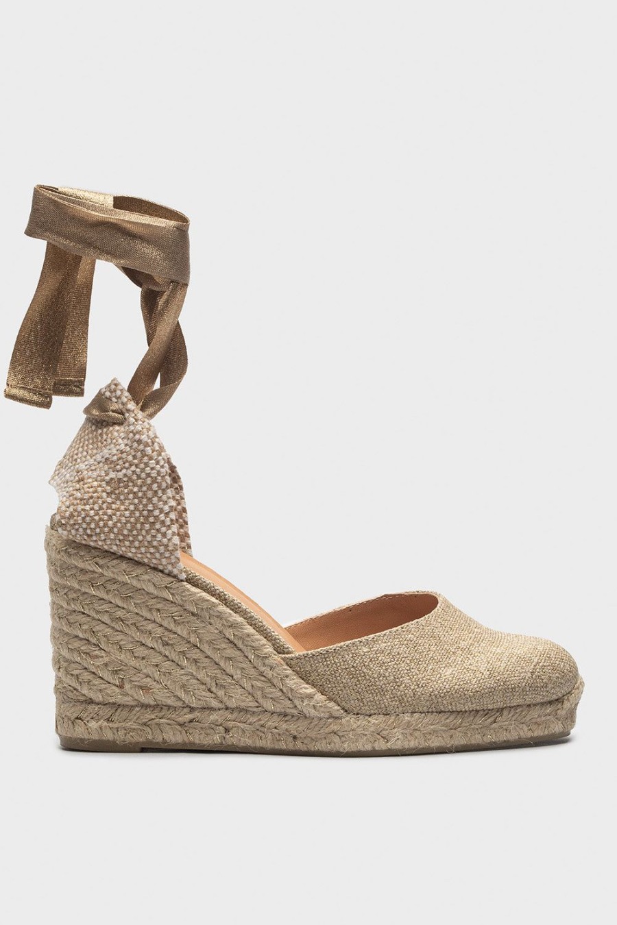 Scarpe CASTANER | Espadrilles Da Donna In Tessuto Oro Chiaro Carina