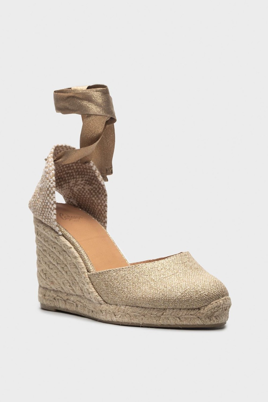 Scarpe CASTANER | Espadrilles Da Donna In Tessuto Oro Chiaro Carina